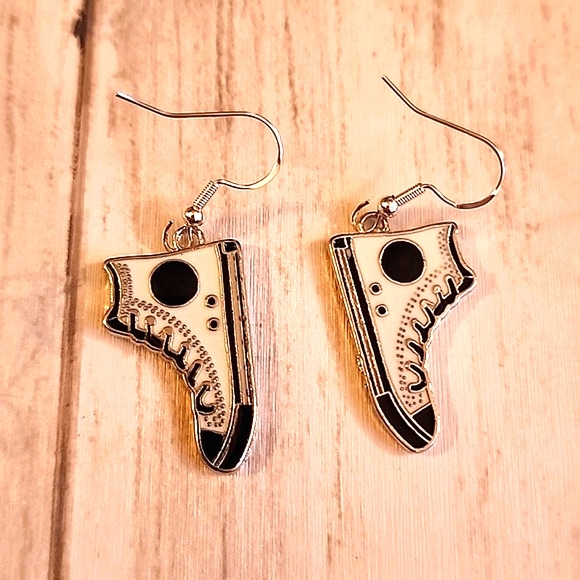 Converse Jewelry - 👑White Converse Style Silver Tone Earrings 925S Sterling Post